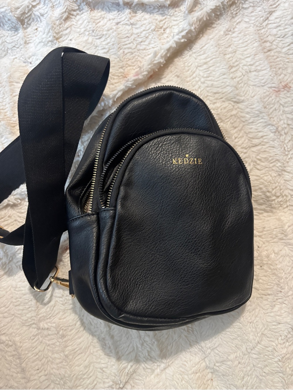 Kedzie Black Mini Leather Crossbody Backpack